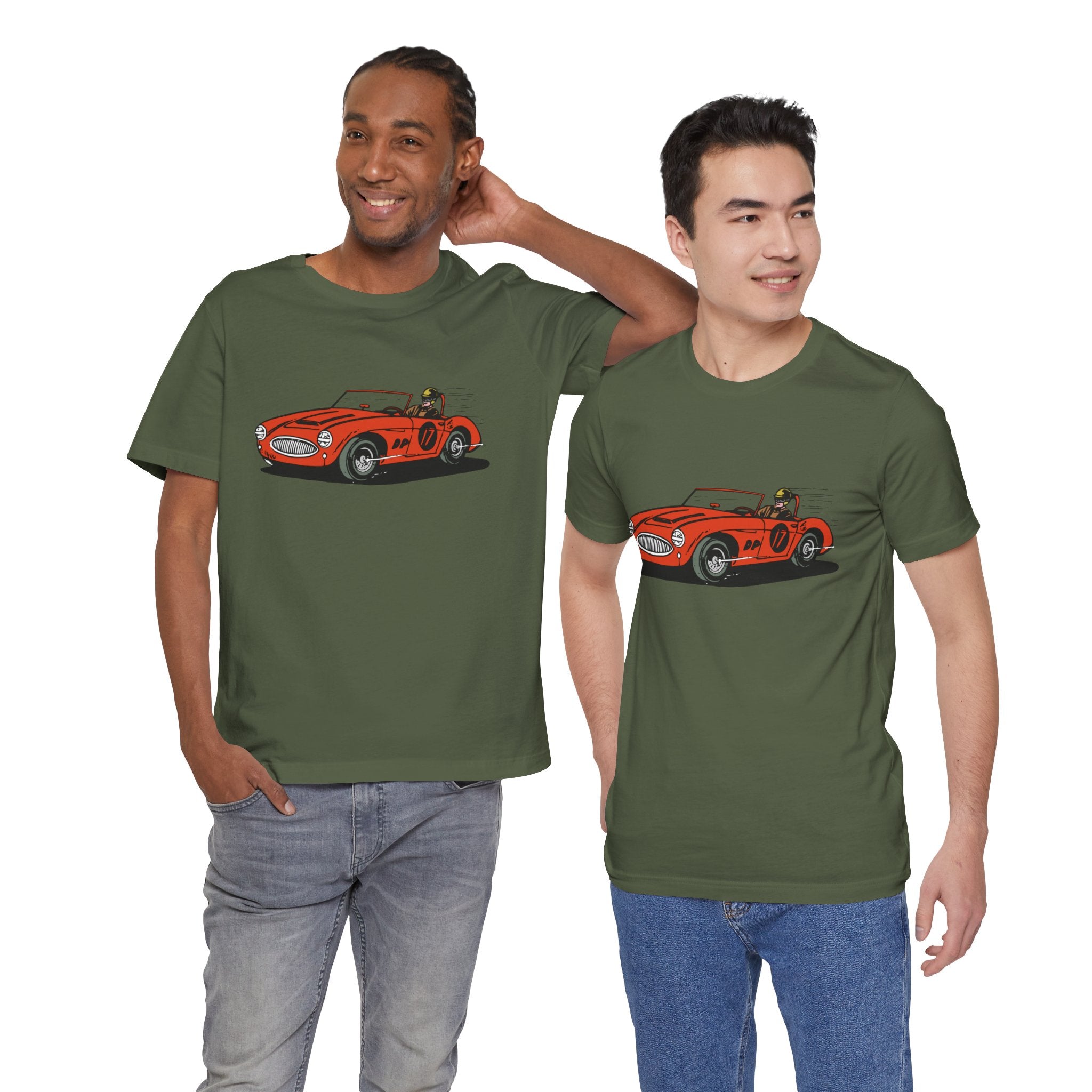 Custom Retro - a - go - go Series Retro Race Car Unisex Jersey Short Sleeve T - Shirt - POPvault