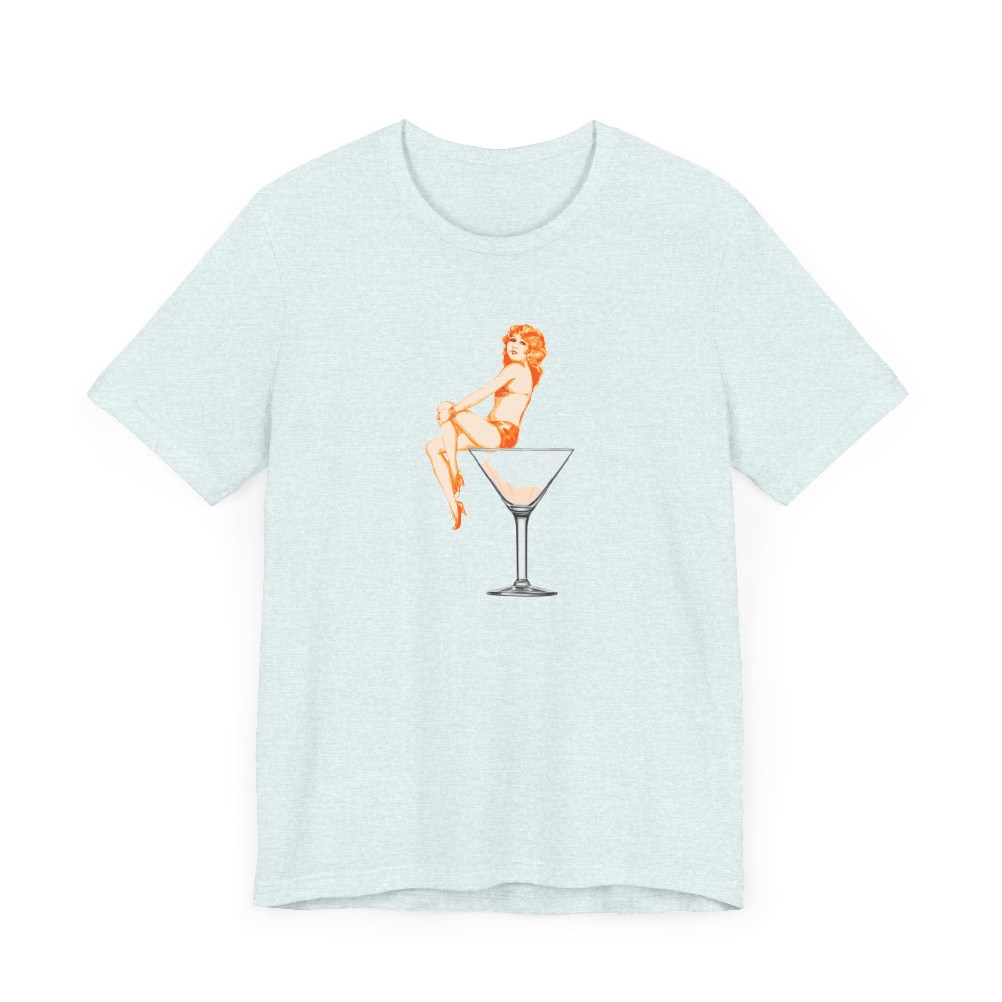 Custom Retro - a - go - go Series Martini Girl Unisex Jersey Short Sleeve T - Shirt - POPvault