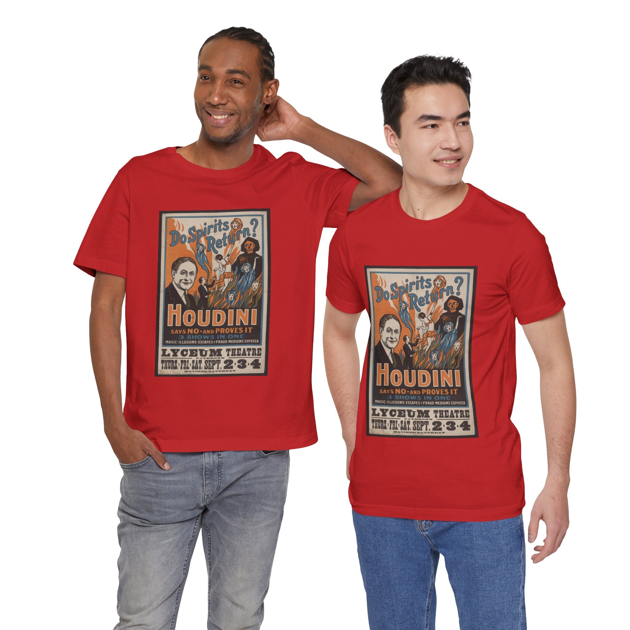 Custom Retro - a - go - go Series Houdini Do Spirits Return Unisex Jersey Short Sleeve T - Shirt - POPvault