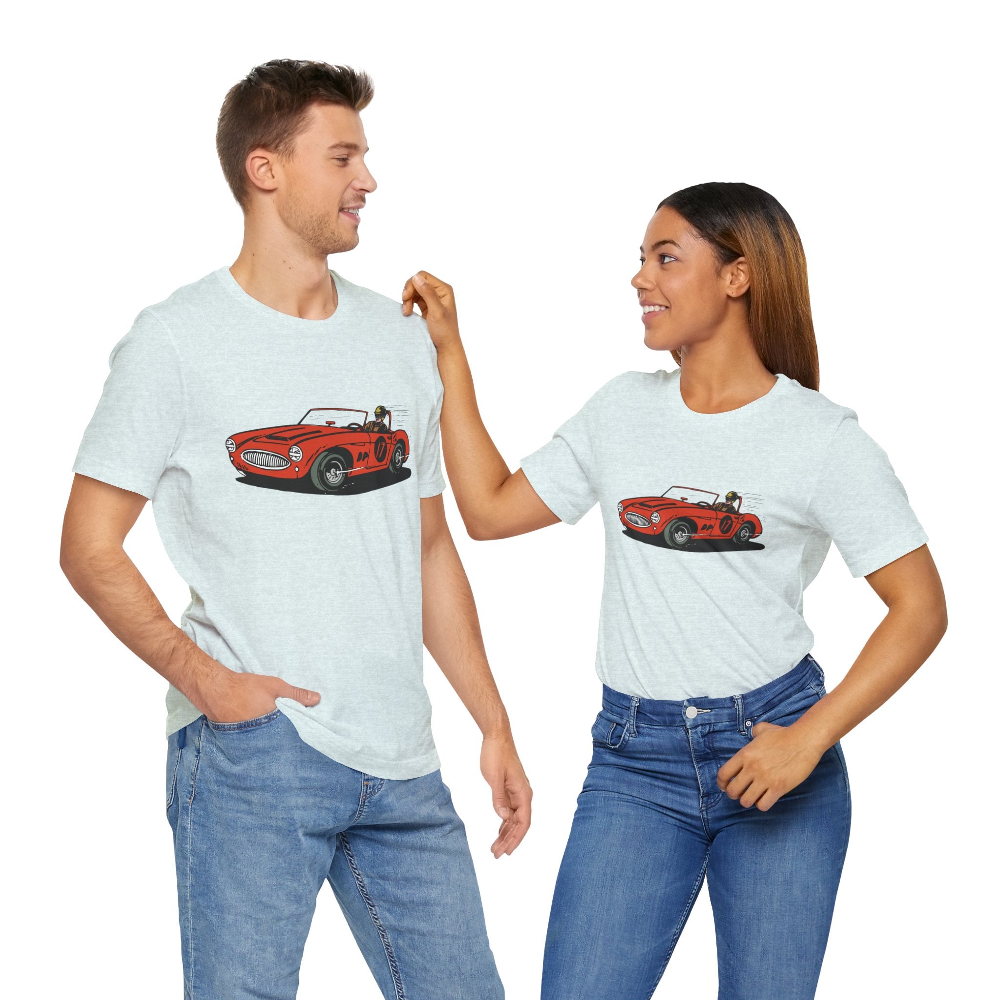 Custom Retro - a - go - go Series Retro Race Car Unisex Jersey Short Sleeve T - Shirt - POPvault