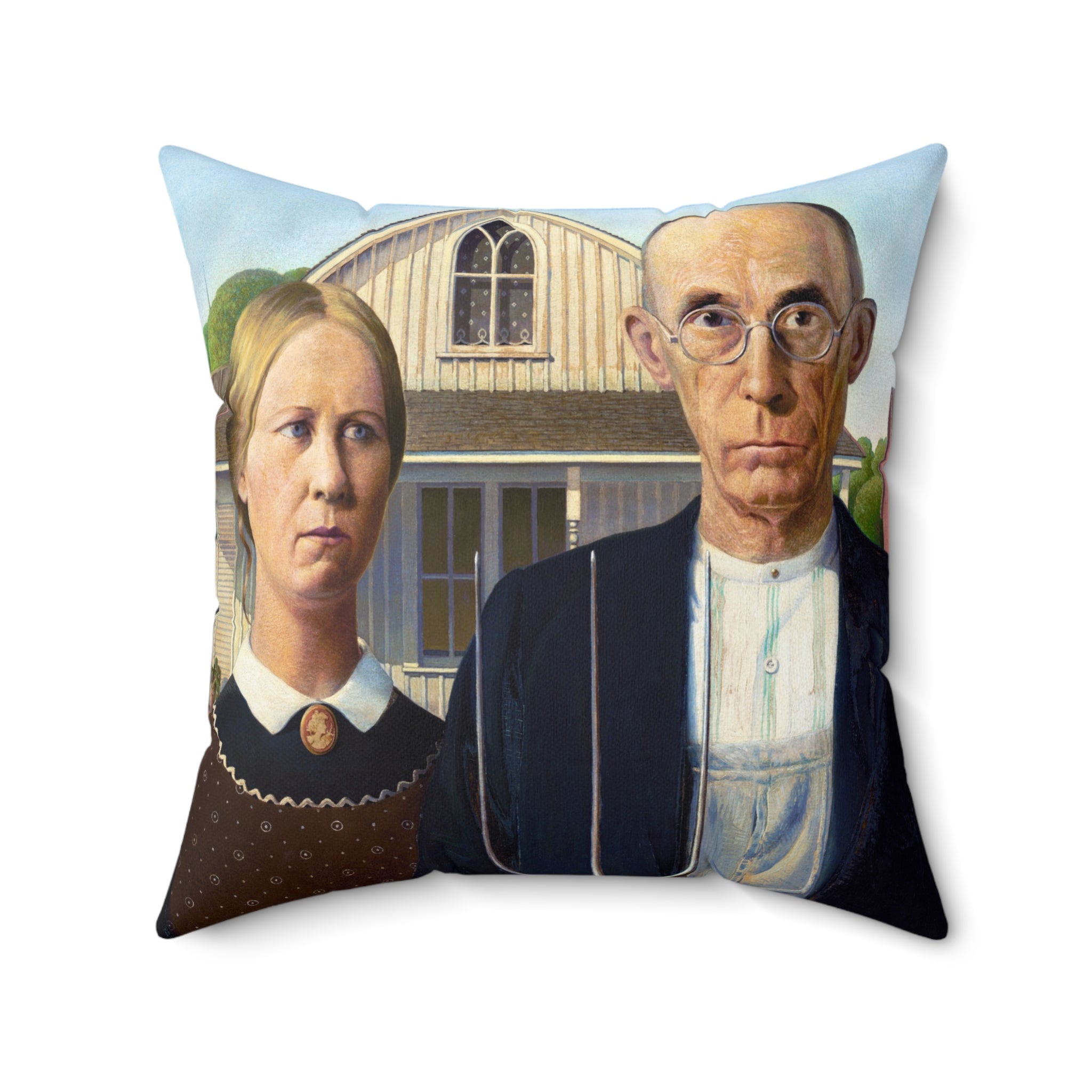 Masters of Art Grant Wood American Gothic Square Indoor Accent Pillow
