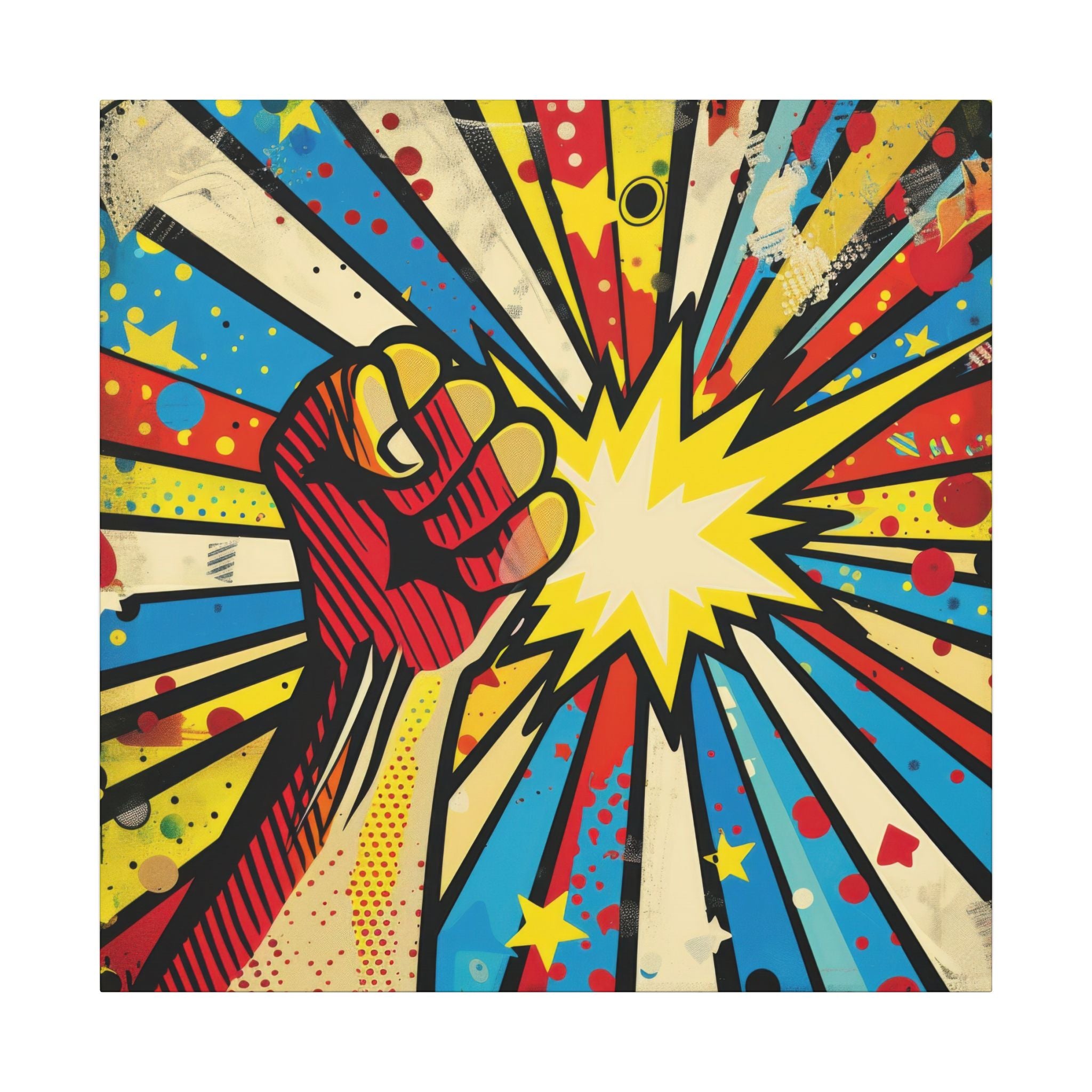 Colorful Pop Art Canvas Print - Power To The People Unique Wall Decor