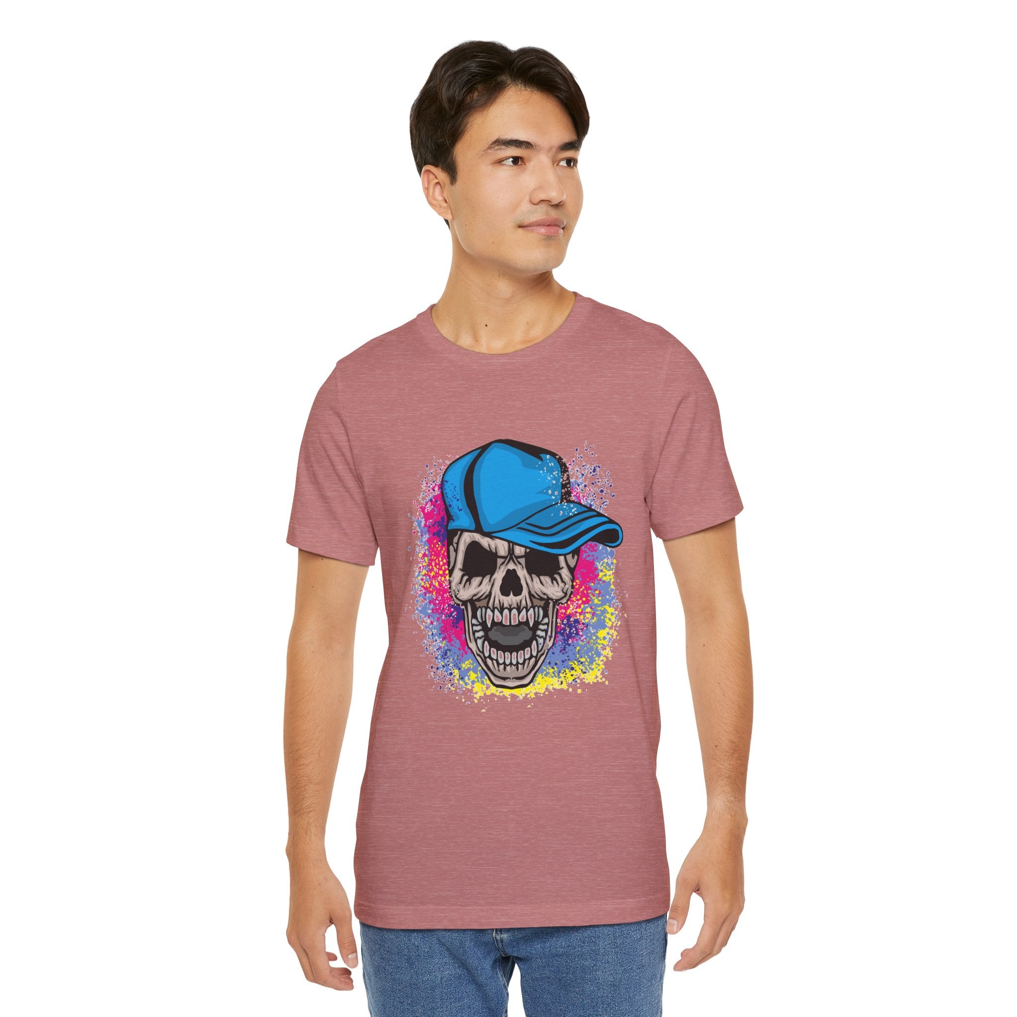 Custom Retro-a-go-go Series Grunge Skull Unisex Jersey Short Sleeve T-Shirt