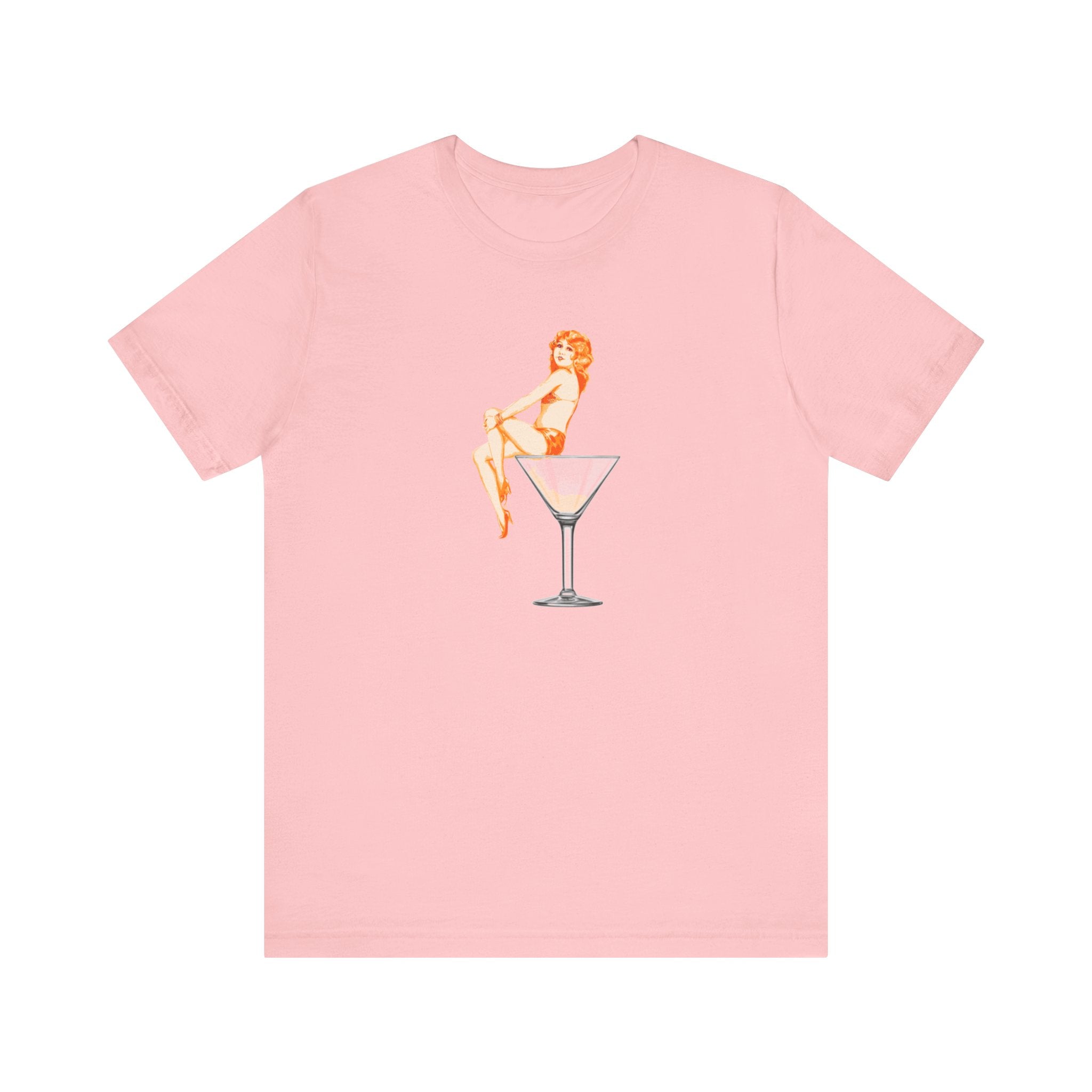 Custom Retro - a - go - go Series Martini Girl Unisex Jersey Short Sleeve T - Shirt - POPvault