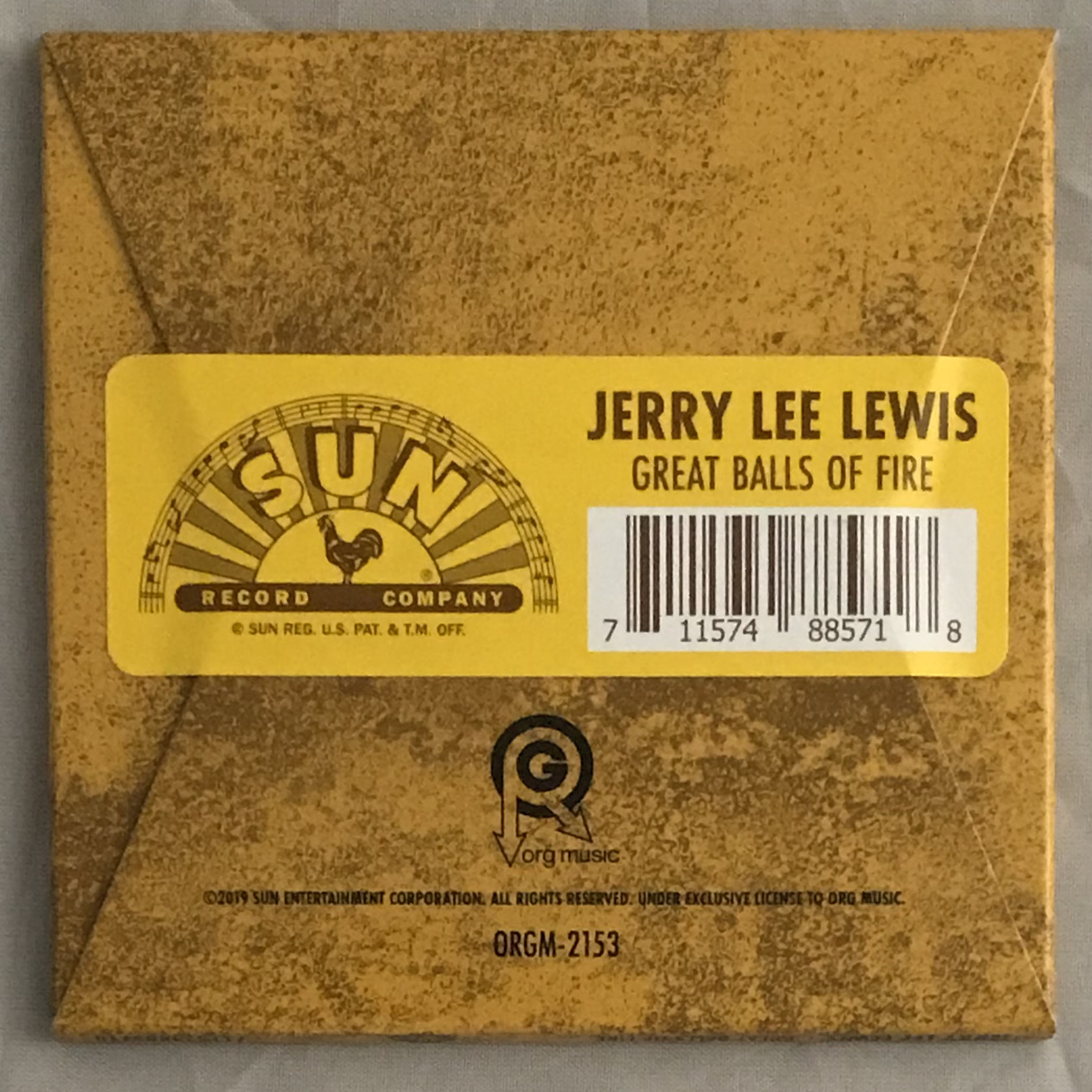 Jerry Lee Lewis - Great Balls of Fire Sun Records 3-inch Vinyl Single