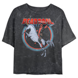 Junior's Marvel Deadpool On Unicorn Mineral Wash Crop Top