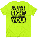 One Of Us Is Right  - Safety Yellow T-Shirt