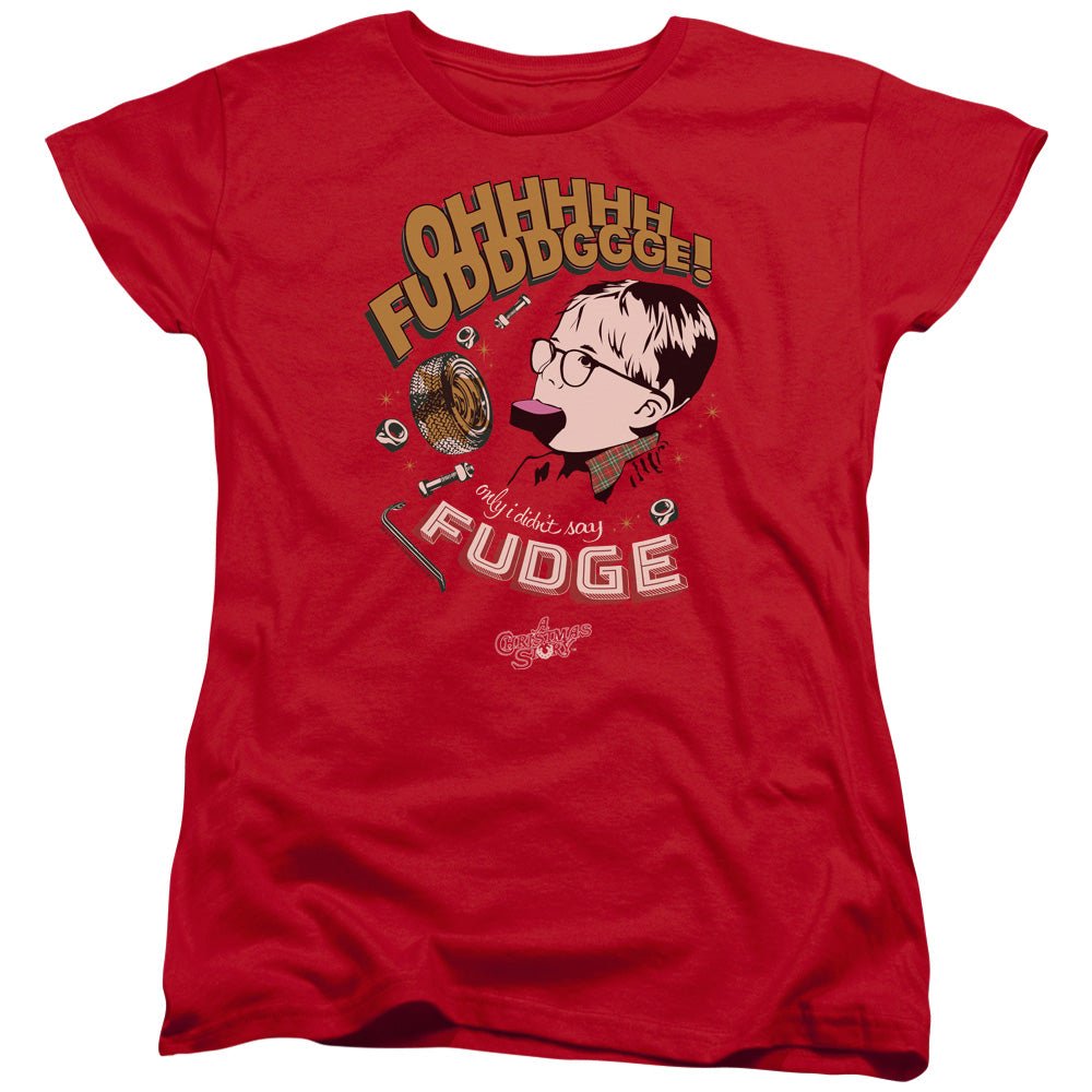 A Christmas Story Fudge Womens T Shirt Red Officially Licensed - POPvault