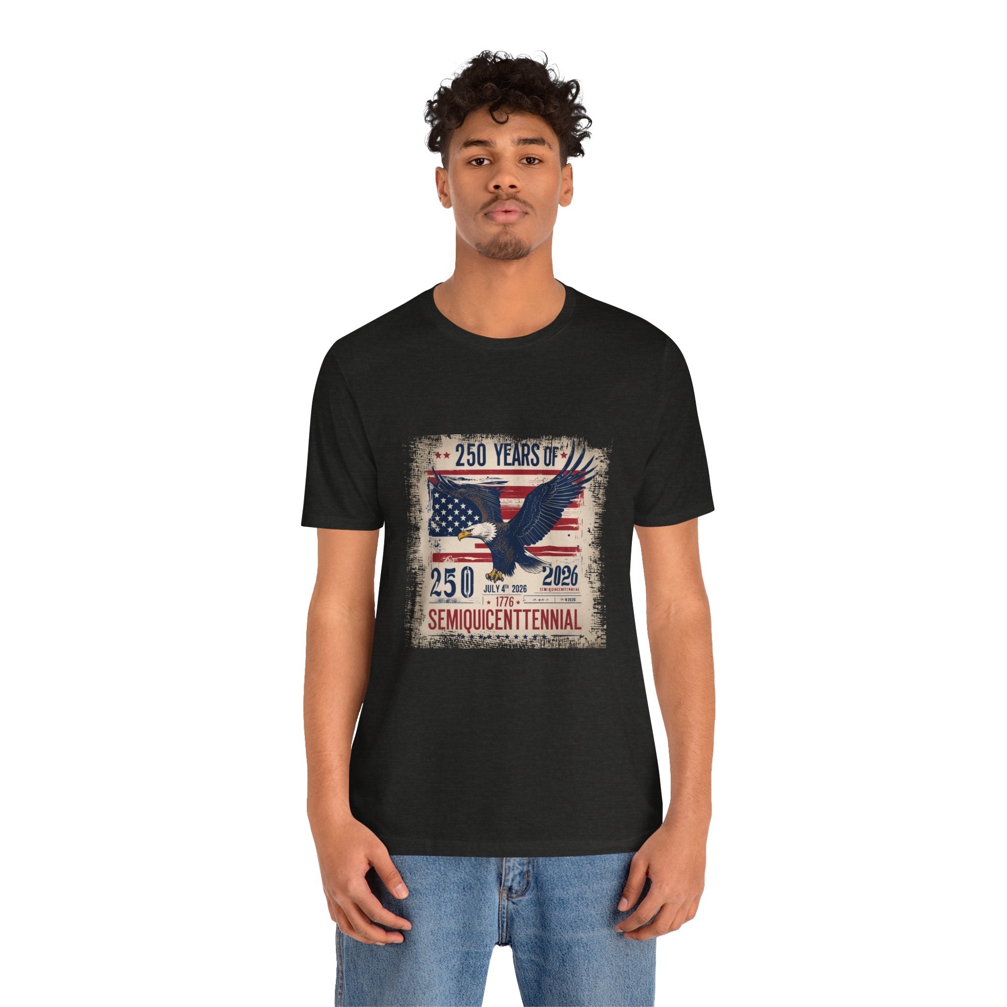America 250 Commemorative 250 Distressed Graphic Unisex Jersey Short Sleeve T-Shirt - POPvault