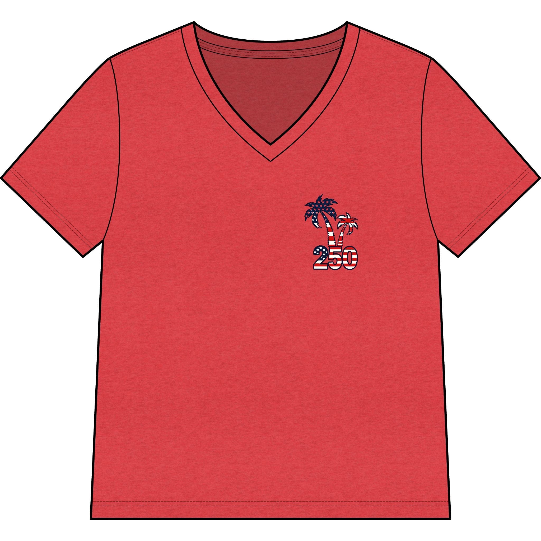 America 250 Commemorative 250 Years Of Freedom Women's Jersey Short Sleeve V-Neck T-Shirt-POPvault