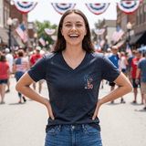 America 250 Commemorative 250 Years Of Freedom Women's Jersey Short Sleeve V-Neck T-Shirt-POPvault