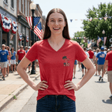 America 250 Commemorative 250 Years Of Freedom Women's Jersey Short Sleeve V-Neck T-Shirt-POPvault