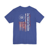 America 250 Commemorative Eagle Front + Vertical Flag Back Unisex Jersey Short Sleeve T-Shirt - POPvault