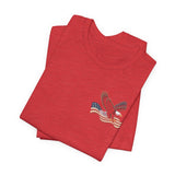America 250 Commemorative Eagle Front + Vertical Flag Back Unisex Jersey Short Sleeve T-Shirt - POPvault