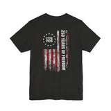 America 250 Commemorative Eagle Front + Vertical Flag Back Unisex Jersey Short Sleeve T-Shirt - POPvault