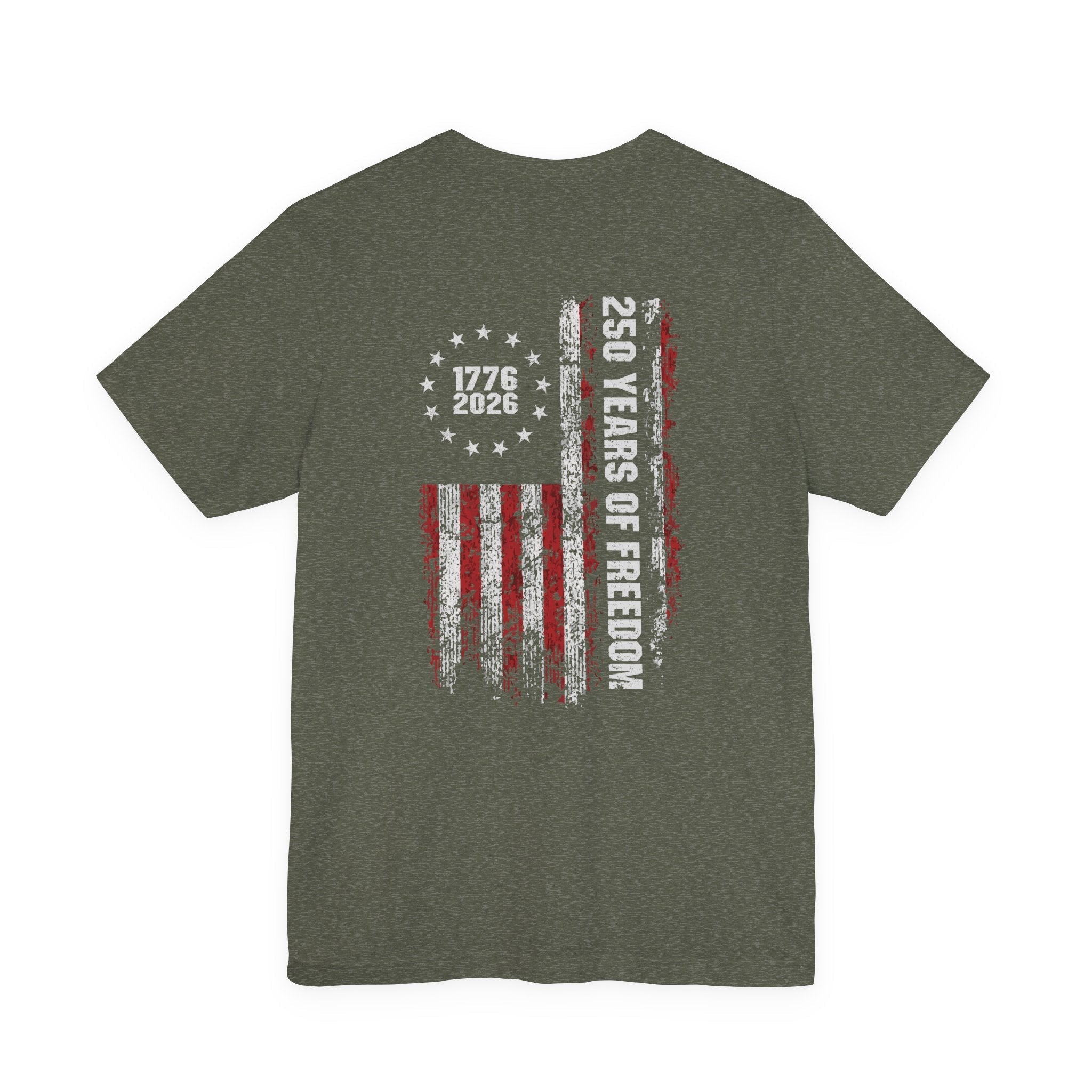 America 250 Commemorative Eagle Front + Vertical Flag Back Unisex Jersey Short Sleeve T-Shirt - POPvault