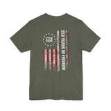 America 250 Commemorative Eagle Front + Vertical Flag Back Unisex Jersey Short Sleeve T-Shirt - POPvault