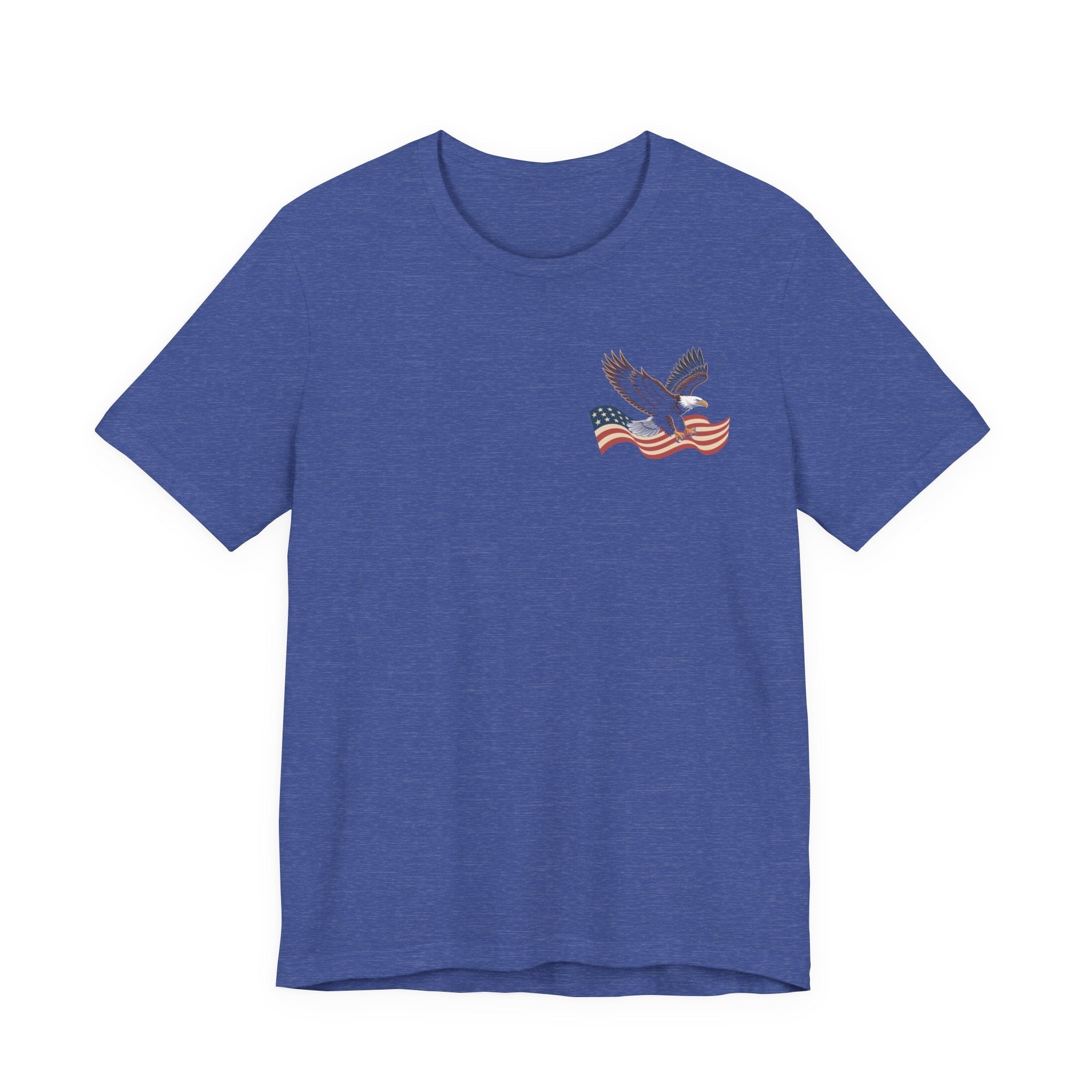 America 250 Commemorative Eagle Front + Vertical Flag Back Unisex Jersey Short Sleeve T-Shirt - POPvault