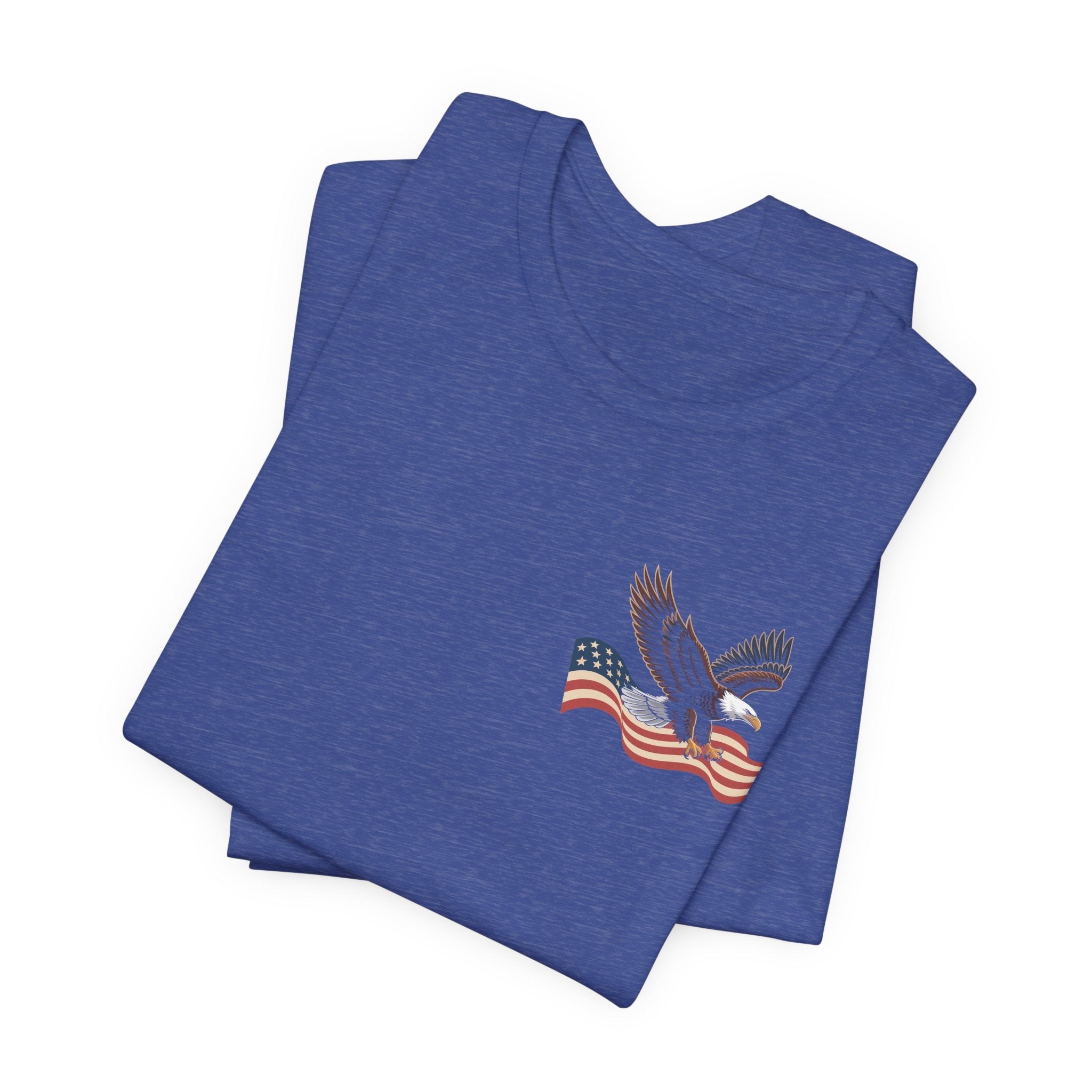 America 250 Commemorative Eagle Front + Vertical Flag Back Unisex Jersey Short Sleeve T-Shirt - POPvault