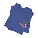 America 250 Commemorative Eagle Front + Vertical Flag Back Unisex Jersey Short Sleeve T-Shirt - POPvault