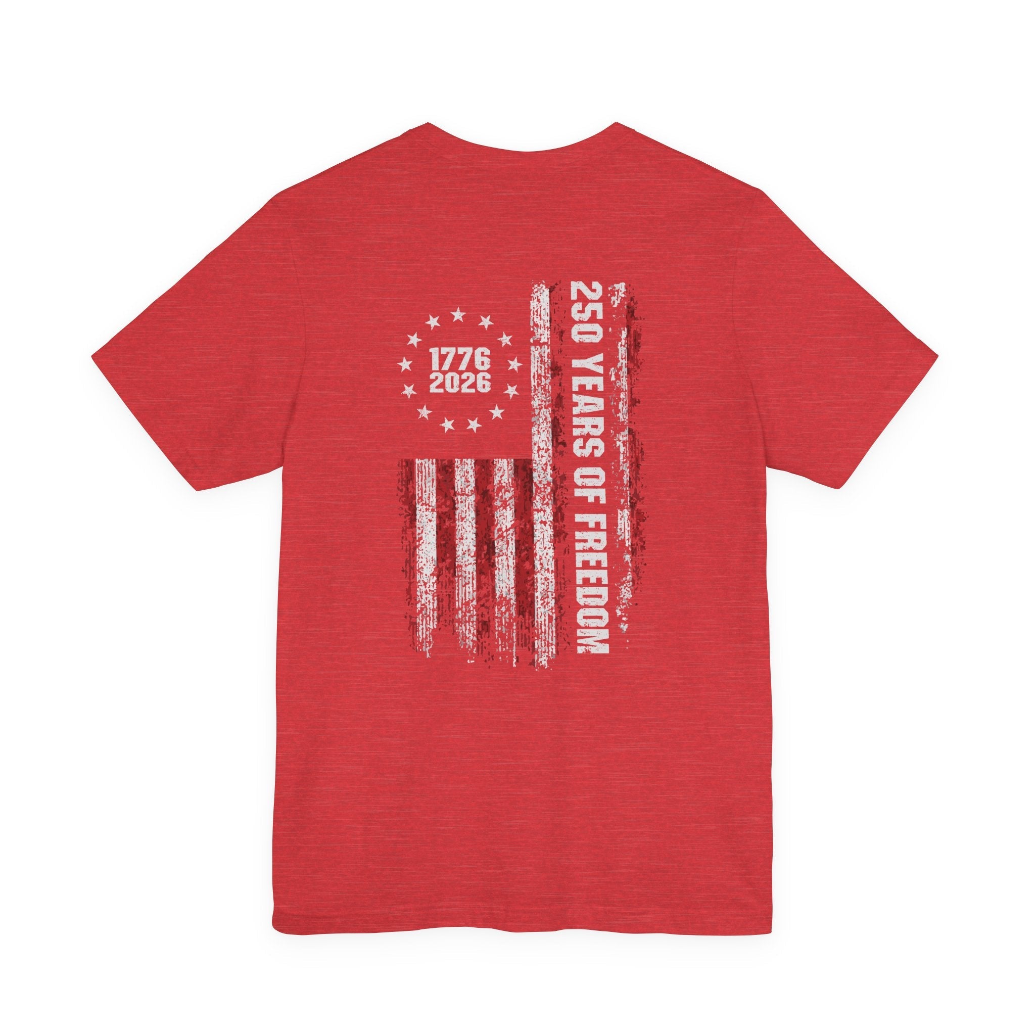 America 250 Commemorative Eagle Front + Vertical Flag Back Unisex Jersey Short Sleeve T-Shirt - POPvault