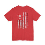America 250 Commemorative Eagle Front + Vertical Flag Back Unisex Jersey Short Sleeve T-Shirt - POPvault