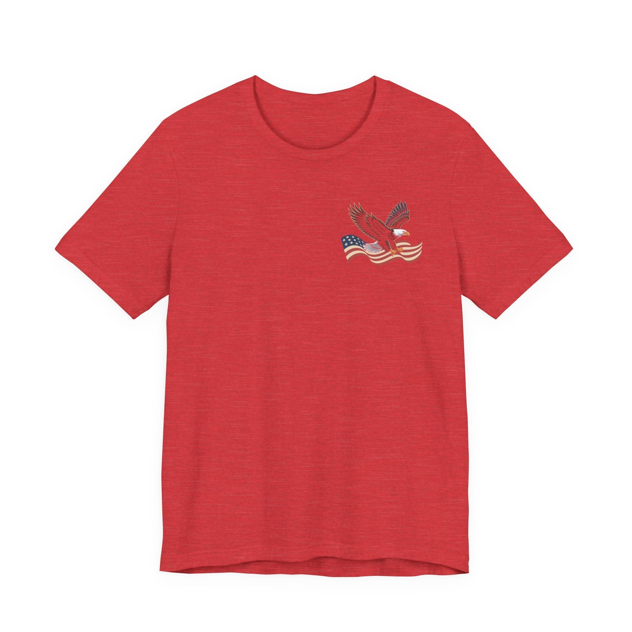 America 250 Commemorative Eagle Front + Vertical Flag Back Unisex Jersey Short Sleeve T-Shirt - POPvault
