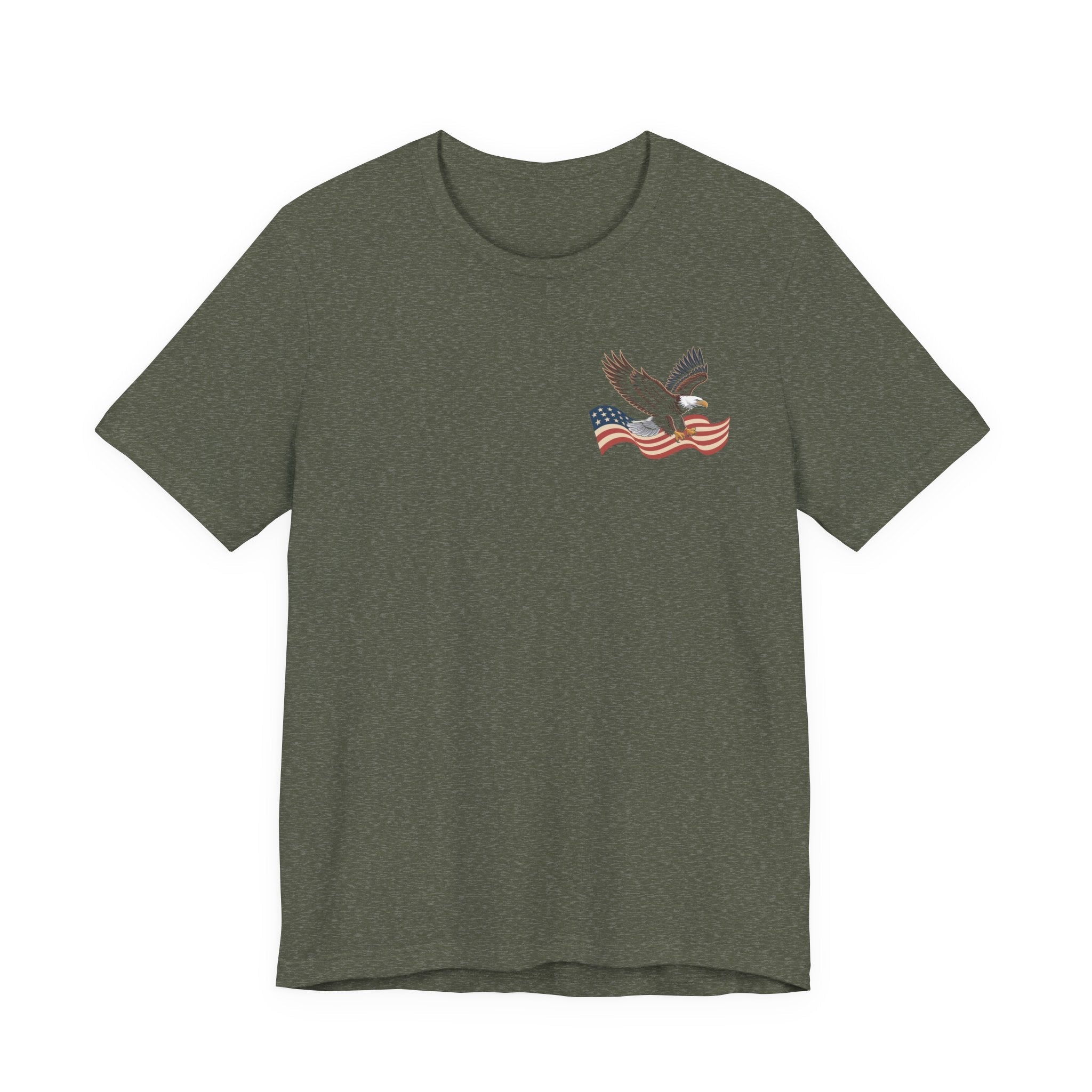 America 250 Commemorative Eagle Front + Vertical Flag Back Unisex Jersey Short Sleeve T-Shirt - POPvault