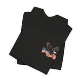 America 250 Commemorative Eagle Front + Vertical Flag Back Unisex Jersey Short Sleeve T-Shirt - POPvault