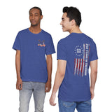 America 250 Commemorative Eagle Front + Vertical Flag Back Unisex Jersey Short Sleeve T-Shirt - POPvault
