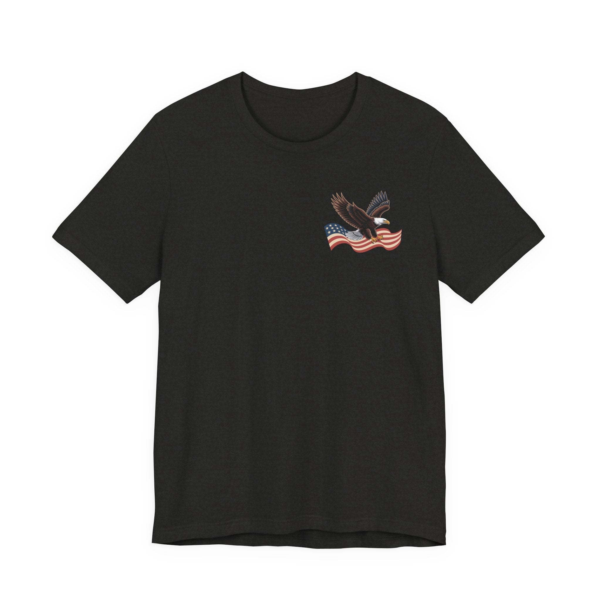 America 250 Commemorative Eagle Front + Vertical Flag Back Unisex Jersey Short Sleeve T-Shirt - POPvault