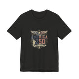 America 250 Commemorative Established 1776 Unisex Jersey Short Sleeve T-Shirt - POPvault