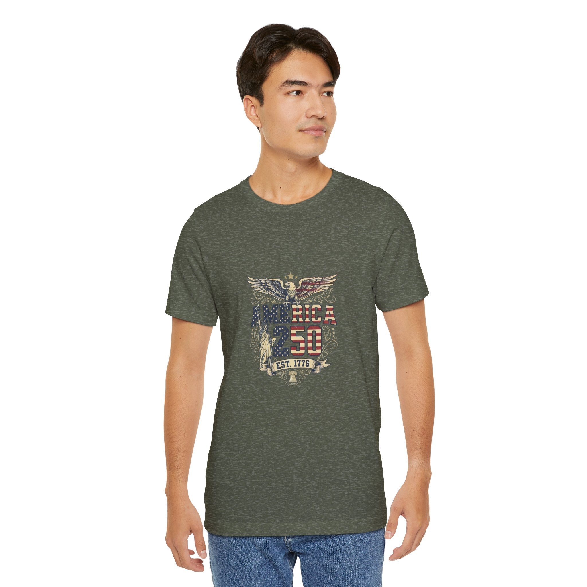 America 250 Commemorative Established 1776 Unisex Jersey Short Sleeve T-Shirt - POPvault