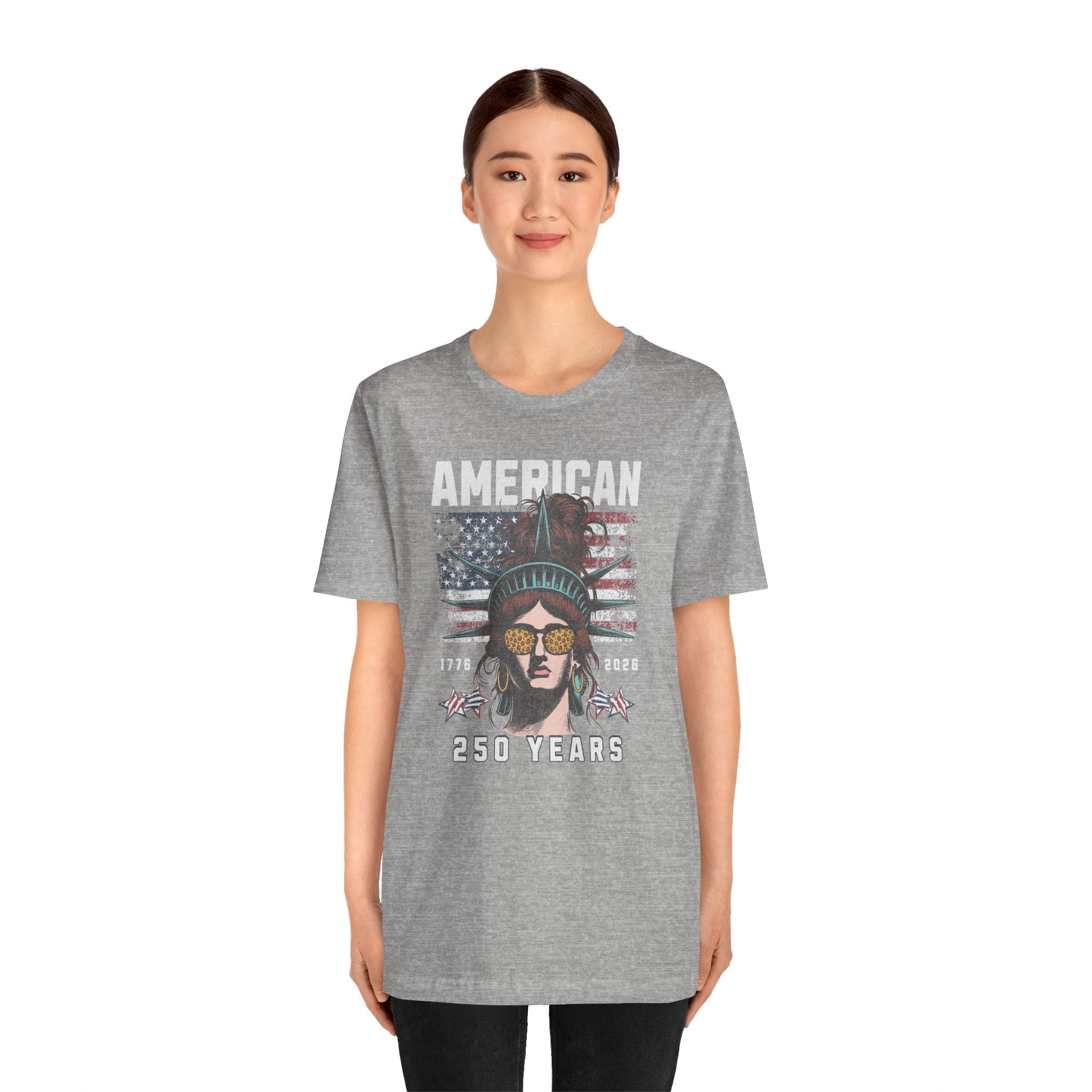 America 250 Commemorative Lady Liberty Unisex Jersey Short Sleeve T-Shirt - POPvault