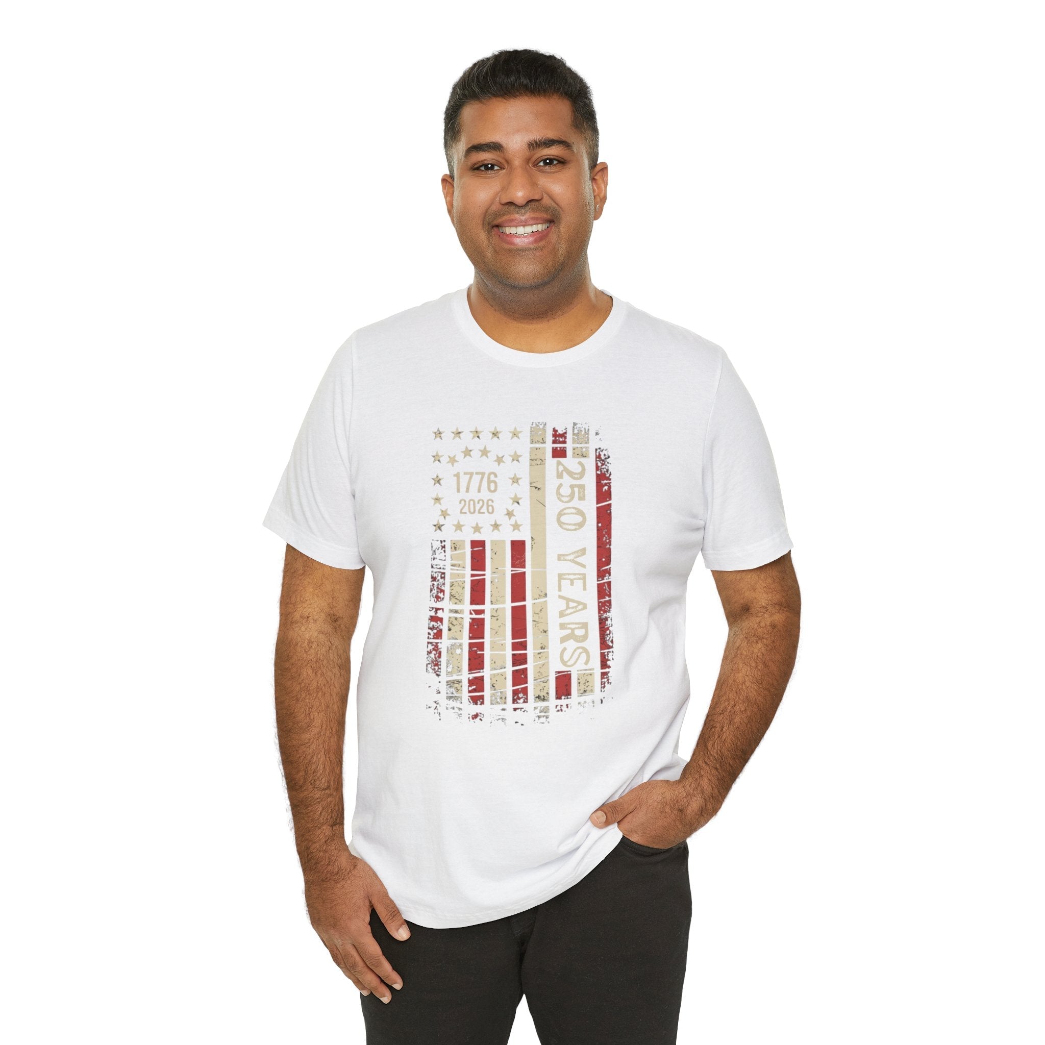 America 250 Commemorative Vertical Flag Unisex Jersey Short Sleeve T-Shirt - POPvault