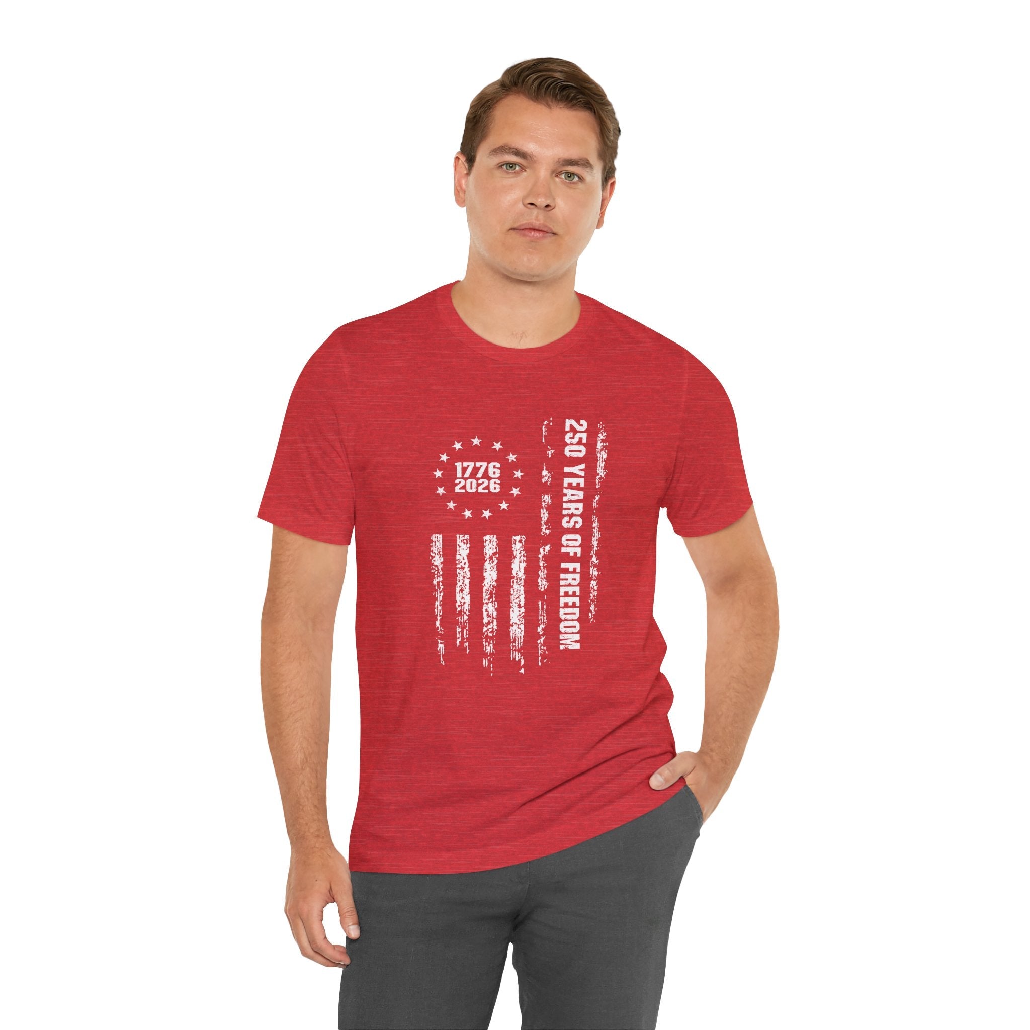 America 250 Commemorative Vertical Flag V.2 Unisex Jersey Short Sleeve T-Shirt - POPvault