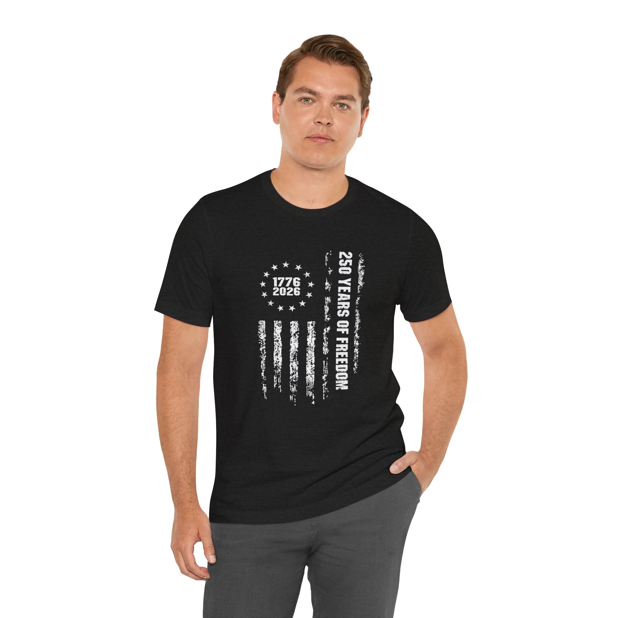 America 250 Commemorative Vertical Flag V.2 Unisex Jersey Short Sleeve T-Shirt - POPvault