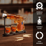 American Flag Pistol Whiskey Decanter Set - 8 Oz. with Two 2 Oz. Glasses - POPvault