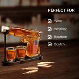 American Flag Pistol Whiskey Decanter Set - 8 Oz. with Two 2 Oz. Glasses - POPvault