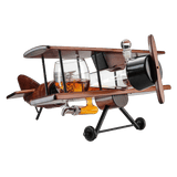 Antique Wood Airplane Whiskey Decanter Set With 2 Airplane Glasses - POPvault