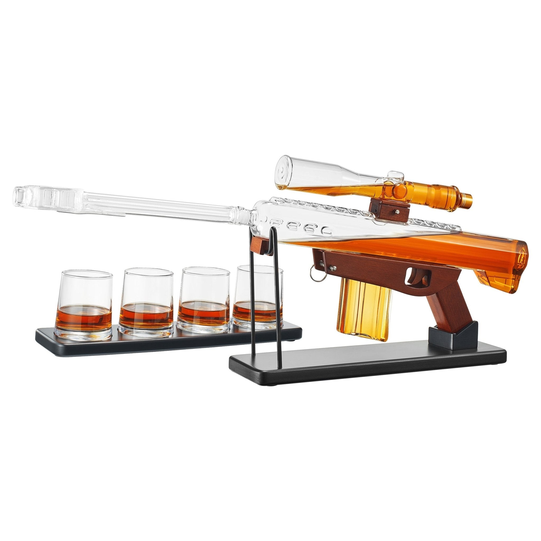 AR 22 Oz. Whiskey Decanter Set With Sniper Scope & 4 5 Oz. Bullet Glasses - POPvault