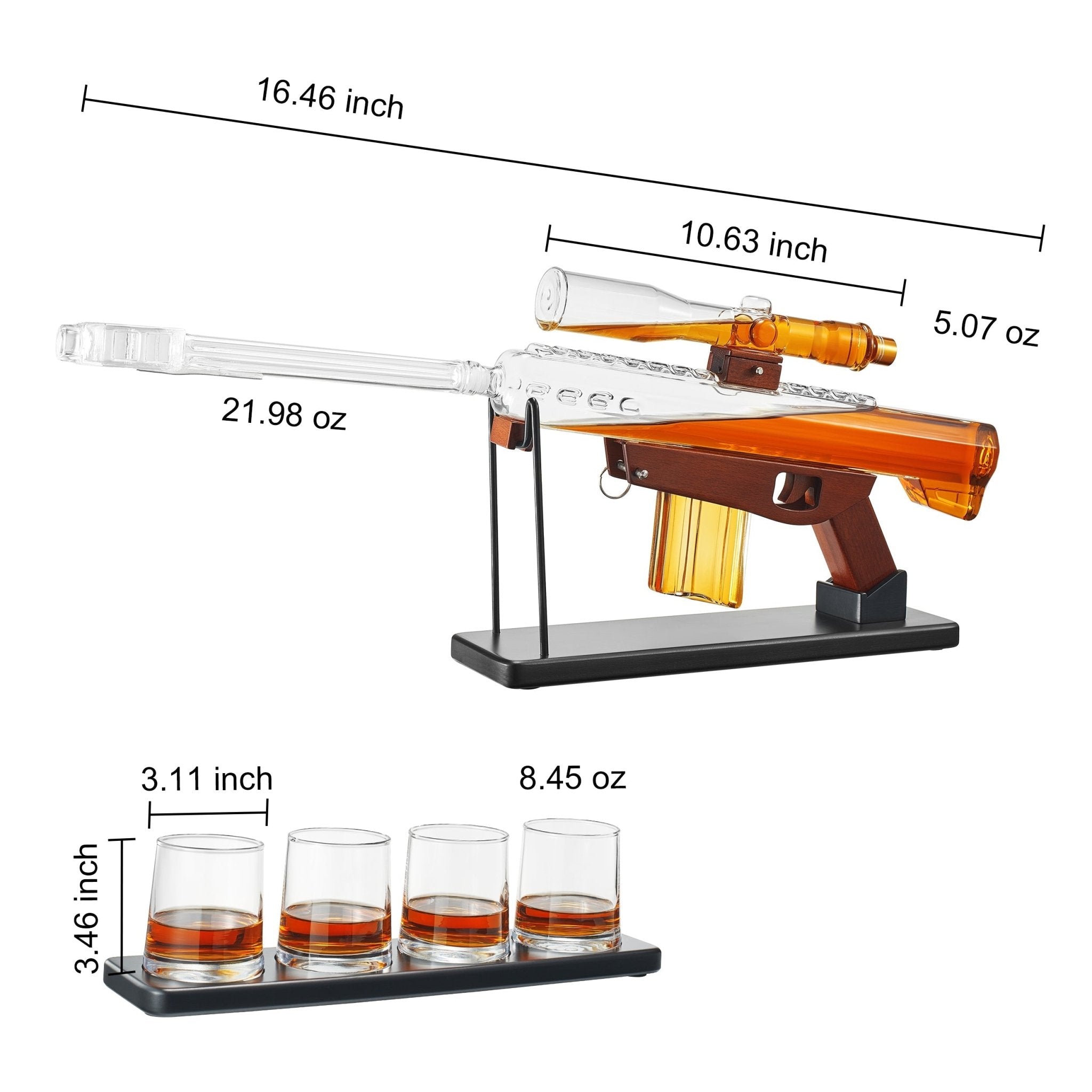 AR 22 Oz. Whiskey Decanter Set With Sniper Scope & 4 5 Oz. Bullet Glasses - POPvault