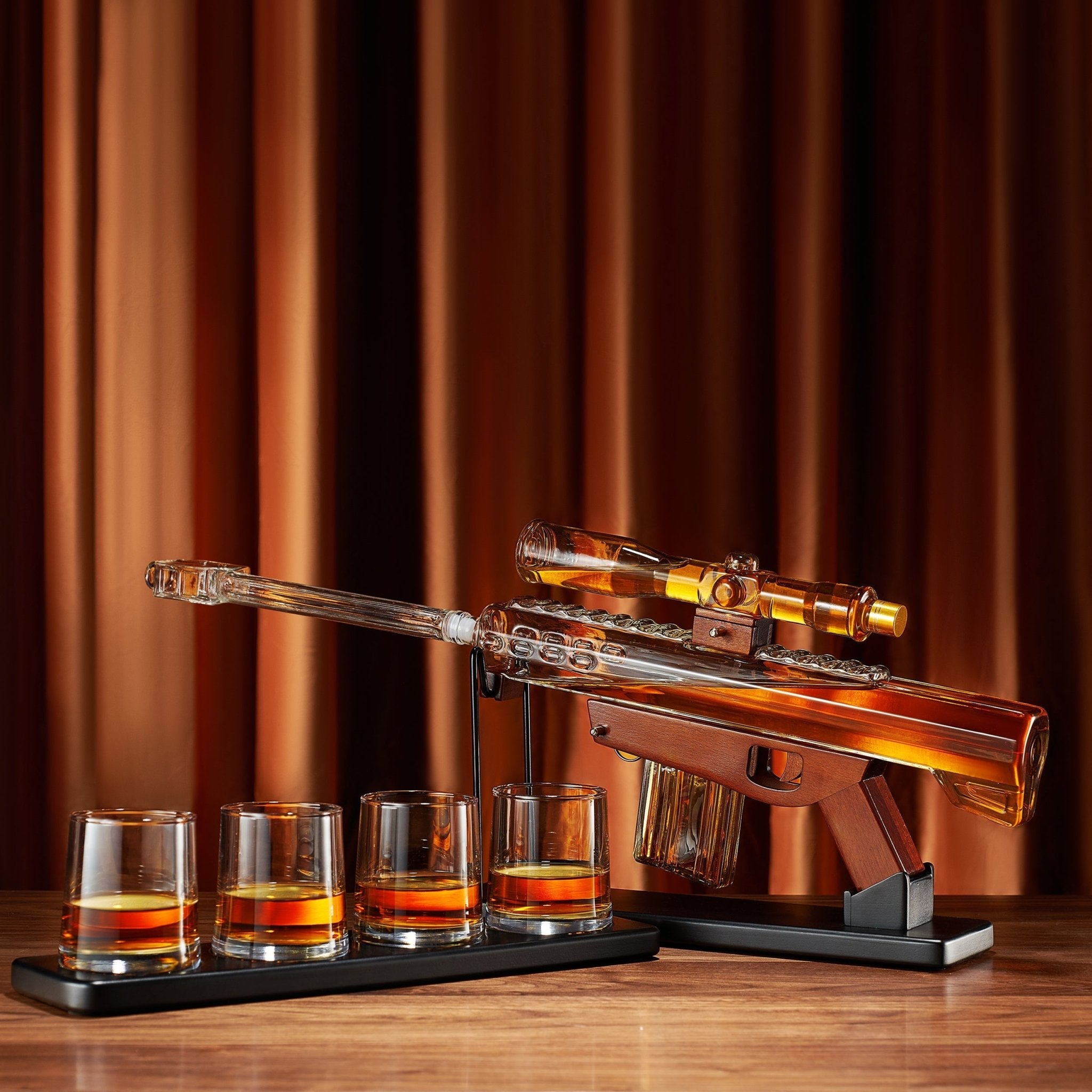 AR 22 Oz. Whiskey Decanter Set With Sniper Scope & 4 5 Oz. Bullet Glasses - POPvault