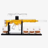 AR Limited Edition 800 ml Whiskey Decanter Set With Wooden Silencer Stopper Plus 4 12 Oz. Bullet Glasses - POPvault