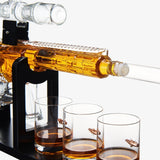 AR Limited Edition 800 ml Whiskey Decanter Set With Wooden Silencer Stopper Plus 4 12 Oz. Bullet Glasses - POPvault