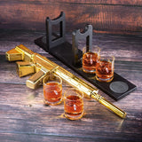 AR15 Gold Whiskey Decanter Set with 4 Bullet Whiskey Glasses - POPvault