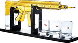 AR15 Gold Whiskey Decanter Set with 4 Bullet Whiskey Glasses - POPvault