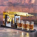 AR15 Gold Whiskey Decanter Set with 4 Bullet Whiskey Glasses - POPvault