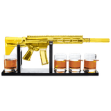 AR15 Gold Whiskey Decanter Set with 4 Bullet Whiskey Glasses - POPvault