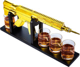 AR15 Gold Whiskey Decanter Set with 4 Bullet Whiskey Glasses - POPvault